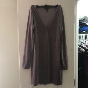 Velvet grey/light purple body con dress